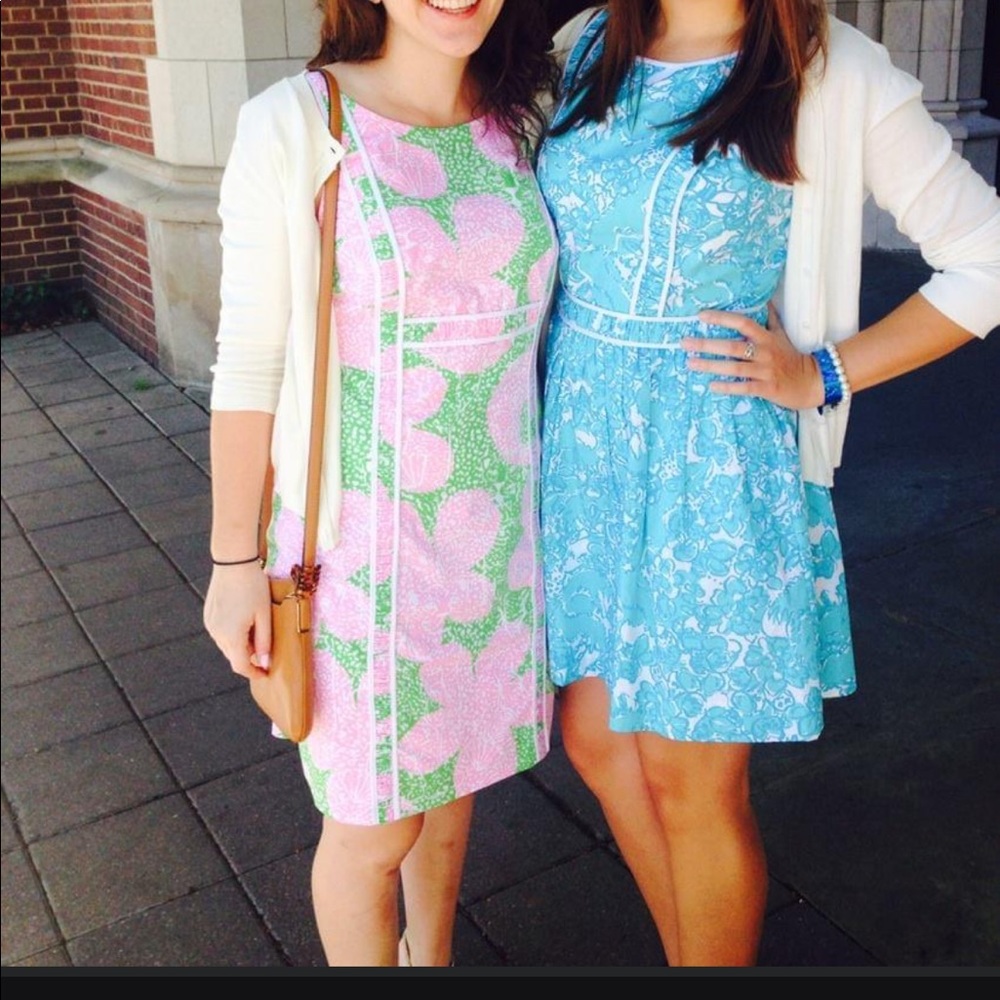 Lilly Pulitzer pink and green shift dress